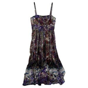Suzi Chin Purple and Gray Zip A-Line Maxi Dress | Size 10
